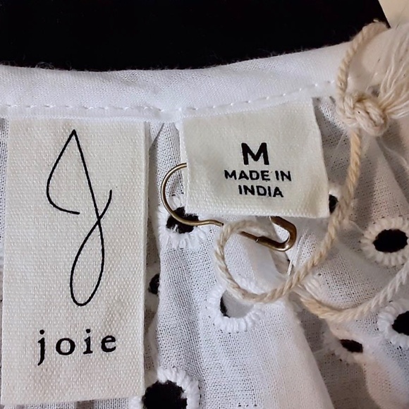 💲SALE💲Additional 10% OFF! NWT Joie White Eyelet Tie Waist Blouse Sz M - Picture 3 of 7